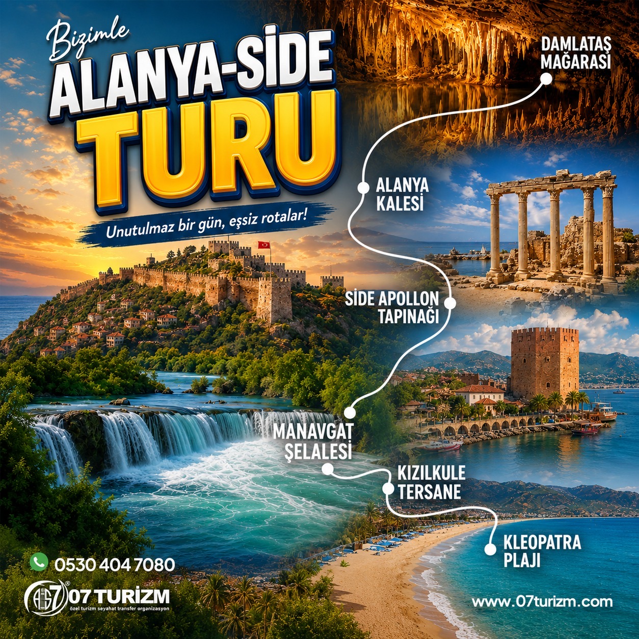 Alanya - Side Gün Batımı - Manavgat Şelalesi Turu